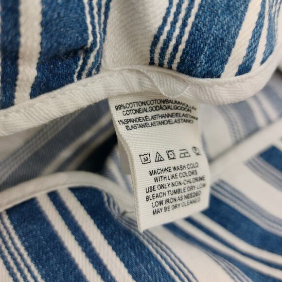 Free People Jolene Striped Blue White Bell Bottom Flared 27 - Picture 4 of 14